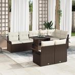 vidaXL 9-delige tuinset met kussens bruin poly rattan, Tuin en Terras, Verzenden, Nieuw, Rotan, Tuinset