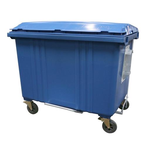 Afvalcontainer 4 wiel 1700 liter blauw met voetpedaal - voor, Zakelijke goederen, Kantoor en Winkelinrichting | Magazijn, Stelling en Opslag