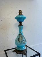 Olielamp - Antieke Opaline Blauwe Glazen Olielamp -