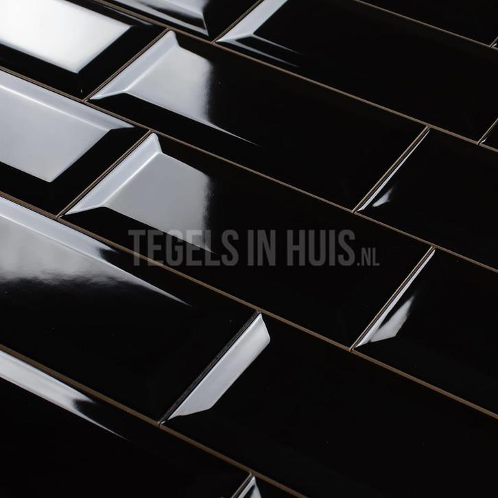 Wandtegel metro tegels zwart glans 7,5x15 wandtegel, Doe-het-zelf en Verbouw, Tegels, Wandtegels, Nieuw, 10 m² of meer, Keramiek