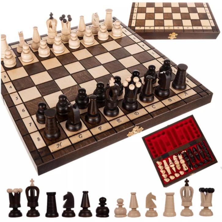 Ruhhy klassiek houten schaakset 31x31 cm – luxe opbergkoff, Kinderen en Baby's, Speelgoed | Overig, Nieuw, Ophalen of Verzenden