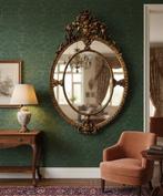Wandspiegel - Hout - Antieke ovale spiegel, Antiek en Kunst