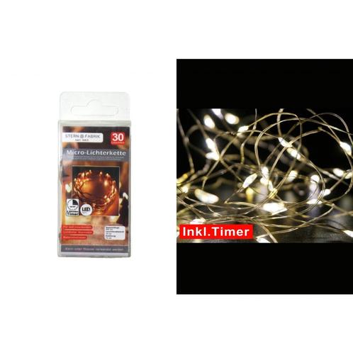 Ledlampje met timer warmwit 30 lampjes incl batterij, Hobby en Vrije tijd, Knutselen, Nieuw, Ophalen of Verzenden