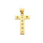 Gouden hanger van de letter T met diamant | 0,035 ct., Ophalen of Verzenden, Gebruikt, Goud, Overige merken