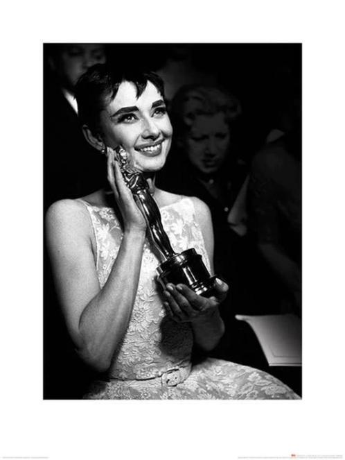 Kunstdruk Time Life Audrey Hepburn Oscar 60x80cm, Huis en Inrichting, Woonaccessoires | Schilderijen, Tekeningen en Foto's, Nieuw