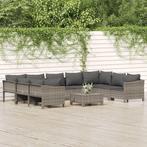 vidaXL 10-delige Loungeset met kussens poly rattan grijs, Verzenden, Nieuw, Rotan, Loungeset