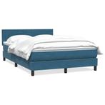 vidaXL Boxspring met matras fluweel donkerblauw 140x210 cm, Huis en Inrichting, Slaapkamer | Bedden, Verzenden, Nieuw, Blauw, Stof