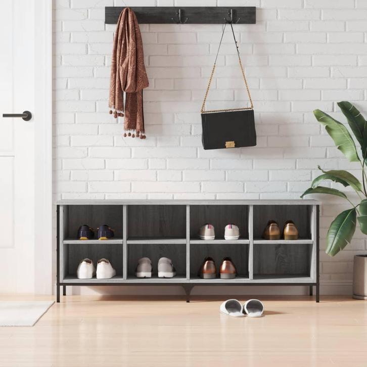 vidaXL Schoenenkast 131x35x50 cm bewerkt hout grijs sonoma, Huis en Inrichting, Kasten | Schoenenrekken, Nieuw, Verzenden