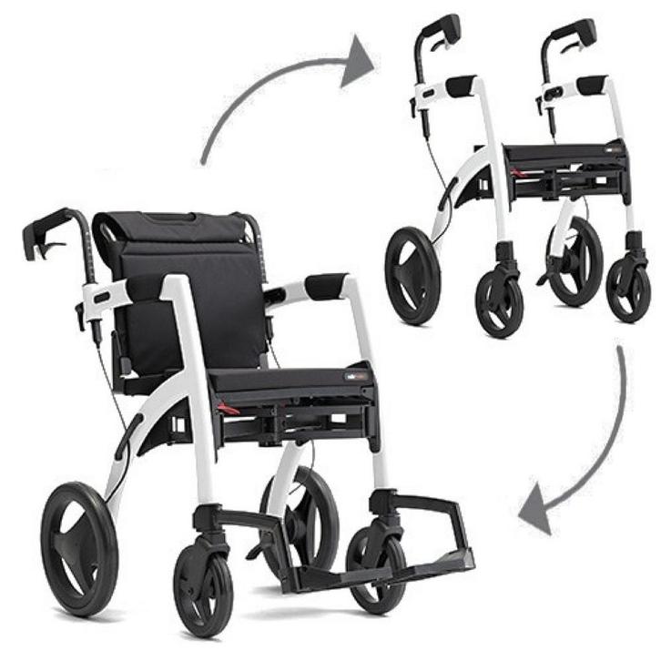 Rollz Motion – Rollator en Rolstoel in Eén - Wit M, Diversen, Rollators, Nieuw, Ophalen of Verzenden