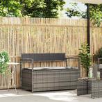 vidaXL Tuinbank met kussen, grijs polyrotan, Verzenden, Nieuw, Rotan