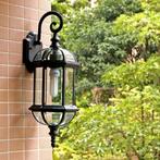 Antieke Buiten Wandlamp Zwart Metaal Glas E27, Verzenden, Nieuw