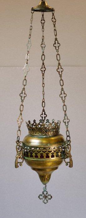 Godslamp - Gedecoreerd met adelaars. - Messing, Antiek en Kunst, Antiek | Boeken en Bijbels