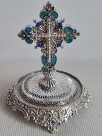 Kruis - Verzilverd metaal (stijl tin of legering), gekleurd
