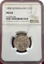 Koningin Wilhelmina - halve gulden 1898 - MS62 NGC, Zilver, Losse munt, Verzenden