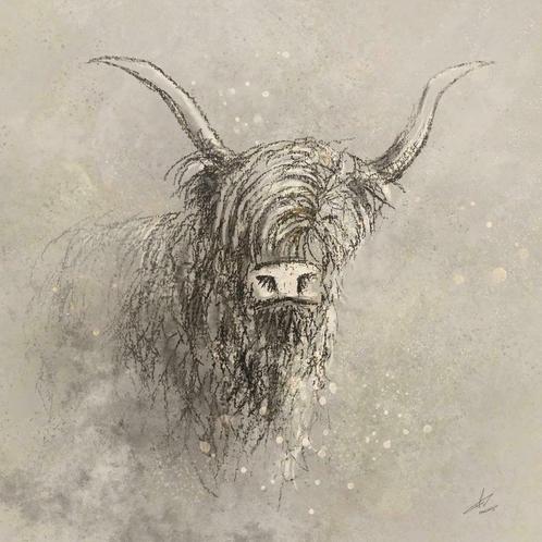Chique hooglander kunstwerk, Antiek en Kunst, Kunst | Schilderijen | Klassiek, Verzenden