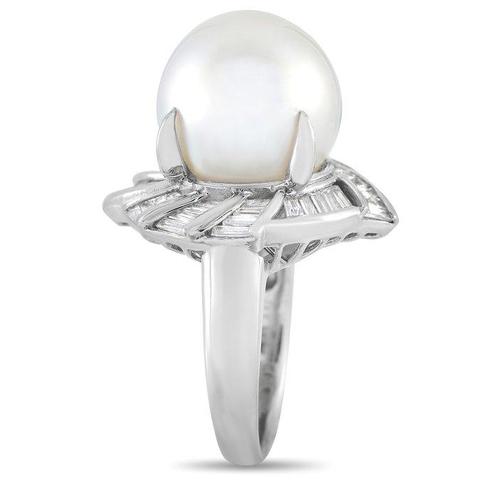 Ring Platina, Platina 1.12ct Diamant en Parel Ring - 1.12ct., Sieraden, Tassen en Uiterlijk, Ringen