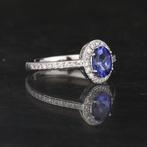 Ring - 14 karaat Witgoud Tanzaniet - Diamant, Nieuw