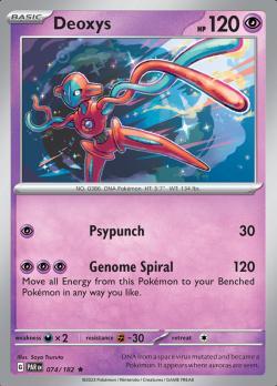 Deoxys 074/182 reverse holo Paradox Rift, Hobby en Vrije tijd, Verzamelkaartspellen | Pokémon, Losse kaart, Nieuw, Foil, Ophalen of Verzenden