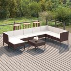 vidaXL 9-delige Loungeset met kussens poly rattan bruin, Verzenden, Nieuw, Rotan, Loungeset