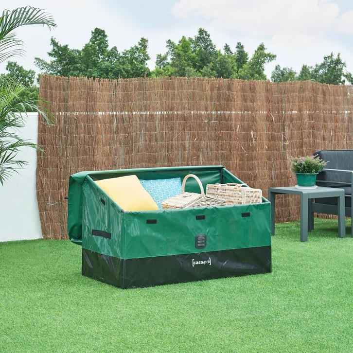 Tuin opbergbox Alanno 51/76x122x64 cm groen en zwart 387L ca, Tuin en Terras, Hand-tuingereedschap, Verzenden