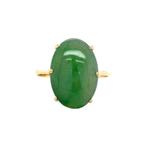 Gouden vintage ring met jade 18 krt, Ophalen of Verzenden, Nieuw