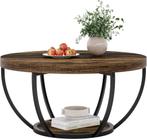 Salontafel rond - Ø 80 cm - Met opbergruimte - Industrieel -, Huis en Inrichting, Tafels | Salontafels, Verzenden, Zo goed als nieuw