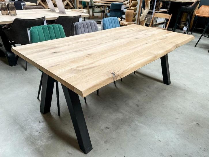 Eiken tafel | Tafelblad | Boomstam - Recht | Vanaf €95,-, Huis en Inrichting, Tafels | Eettafels, 50 tot 100 cm, 200 cm of meer