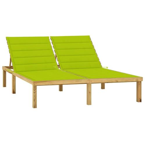 vidaXL Ligbed tweepersoons met kussens geïmpregneerd, Tuin en Terras, Ligbedden, Nieuw, Verzenden