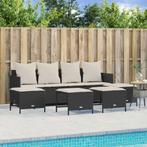 vidaXL 5-delige Loungeset met kussens poly rattan zwart, Tuin en Terras, Verzenden, Nieuw, Rotan, Loungeset