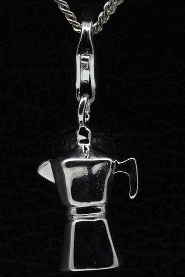 Zilveren Espresso koffiekan hanger en/of bedel, Sieraden, Tassen en Uiterlijk, Bedels, Verzenden