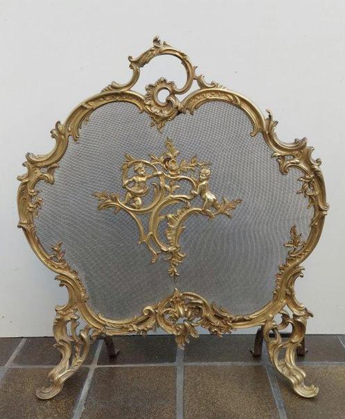Frans Bronzen open Haardscherm in Louis XV stijl - Openhaard, Antiek en Kunst, Antiek | Meubels | Stoelen en Banken