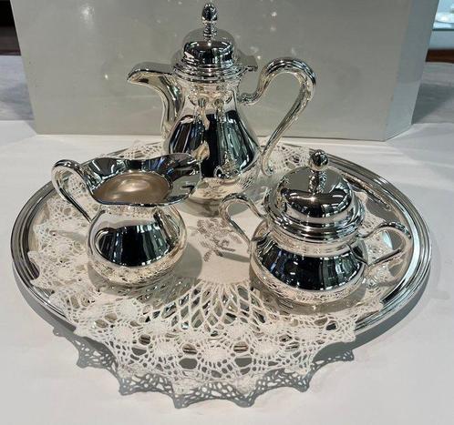 Theeservies (4) - .800 zilver - Zilveren theeservies, Antiek en Kunst, Antiek | Goud en Zilver
