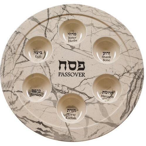 Seder schaal van melamine met mooi gebroken wit / grijs g..., Huis en Inrichting, Keuken | Servies, Verzenden