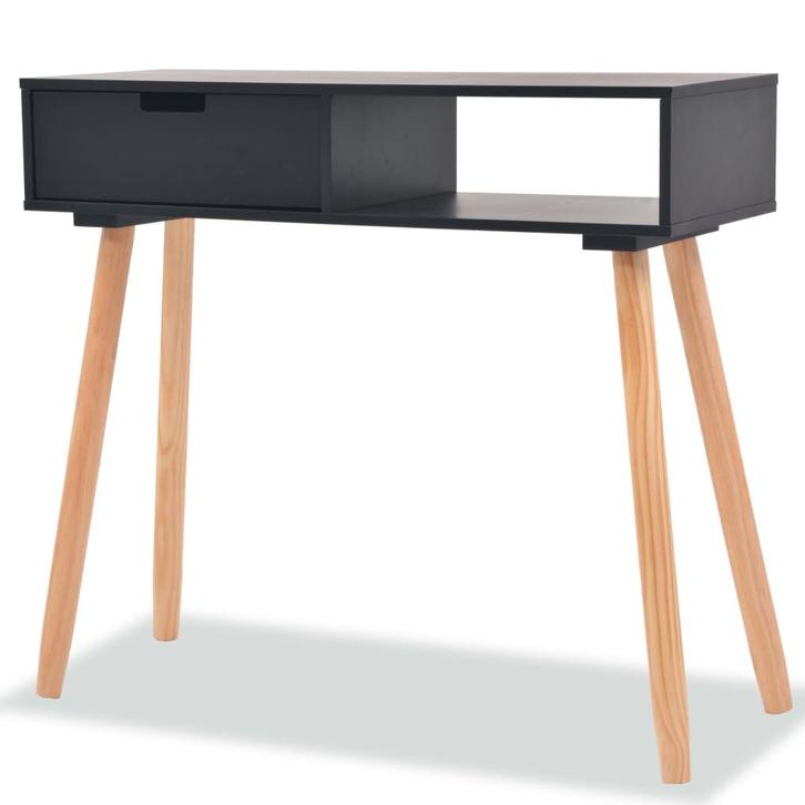 vidaXL Wandtafel 80x30x72 cm massief grenenhout zwart, Huis en Inrichting, Tafels | Bijzettafels, Nieuw, 60 cm of meer, Verzenden