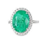 Ring Platina - 9.90ct. tw. Smaragd - Diamant - Transparant -, Sieraden, Tassen en Uiterlijk, Ringen, Nieuw