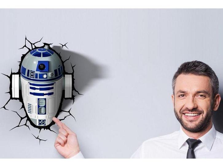 3D Light FX R2-D2 - 3D Wandlamp LED - Draadloos met Crack, Huis en Inrichting, Woonaccessoires | Overige, Nieuw, Verzenden