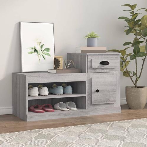 vidaXL Schoenenkast 100x42x60 cm bewerkt hout grijs sonoma, Huis en Inrichting, Kasten | Schoenenrekken, Nieuw, Verzenden