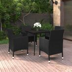 vidaXL 5-delige Tuinset met kussens poly rattan en glas, 4 zitplaatsen, Nieuw, Tuinset, Verzenden