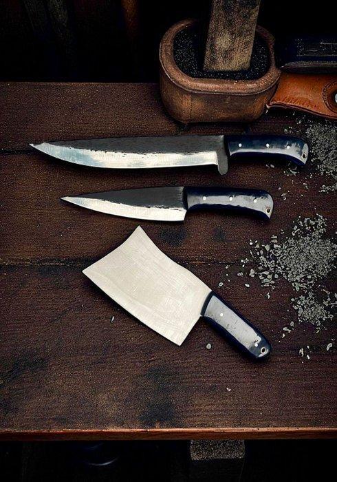 Set of THREE, Hand-Forged with Old Steel, Japanese Style, Antiek en Kunst, Antiek | Keukenbenodigdheden