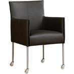 Set van 6 Leren eetkamerstoelen More - Toledo Antracite, Ophalen of Verzenden, Nieuw, Leer