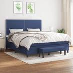 vidaXL Boxspring met matras stof blauw 180x200 cm, Eenpersoons, Nieuw, 80 cm, 200 cm