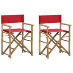 vidaXL Regisseursstoelen 2 st inklapbaar rood bamboe en stof, Verzenden, Nieuw, Hout