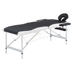 vidaXL Massagetafel inklapbaar 2 zones aluminium zwart en, Sport en Fitness, Massageproducten, Verzenden, Nieuw