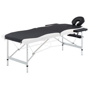 vidaXL Massagetafel inklapbaar 2 zones aluminium zwart en beschikbaar voor biedingen