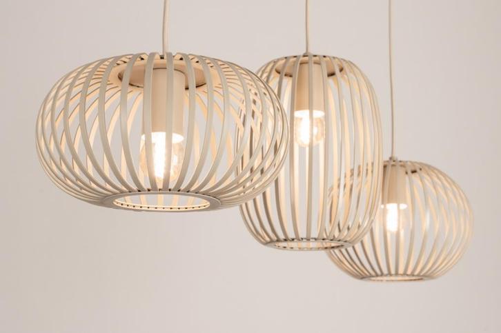 Rietveld Hanglampen - Beige, Zand - Metaal, Huis en Inrichting, Lampen | Hanglampen, Verzenden