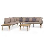vidaXL 4-delige Loungeset met kussens massief acaciahout, 4 zitplaatsen, Verzenden, Nieuw, Loungeset
