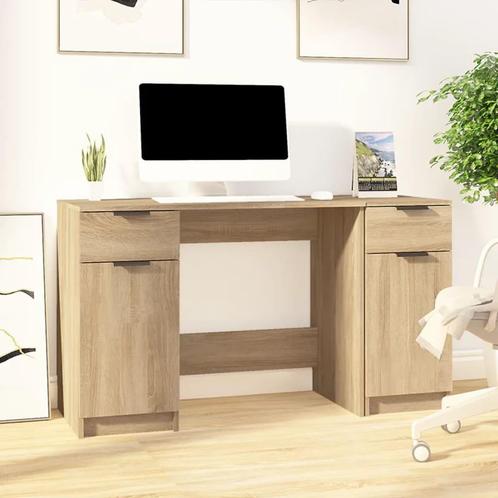 vidaXL Bureau met bijzetkast bewerkt hout sonoma, Huis en Inrichting, Bureaus, Nieuw, Verzenden