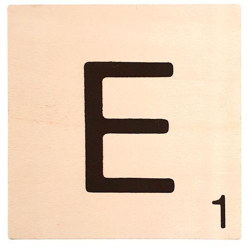 Houten Bordje 10x10x0.5cm - E - Zwarte Letter/Woordwaarde -, Huis en Inrichting, Woonaccessoires | Wanddecoraties, Nieuw, Ophalen of Verzenden