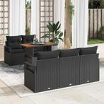 vidaXL Tuin Sofa Set met opslag 6 pcs Zwart Poly riet, Tuin en Terras, Tuinsets en Loungesets, Verzenden, Nieuw, Rotan