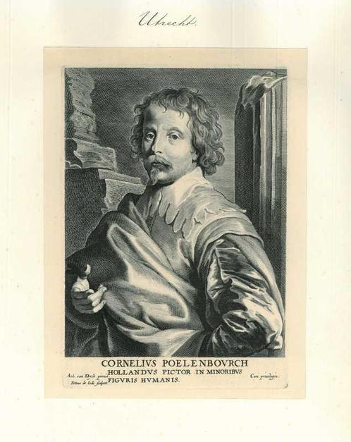 Portrait of Cornelis van Poelenburgh, Antiek en Kunst, Kunst | Etsen en Gravures